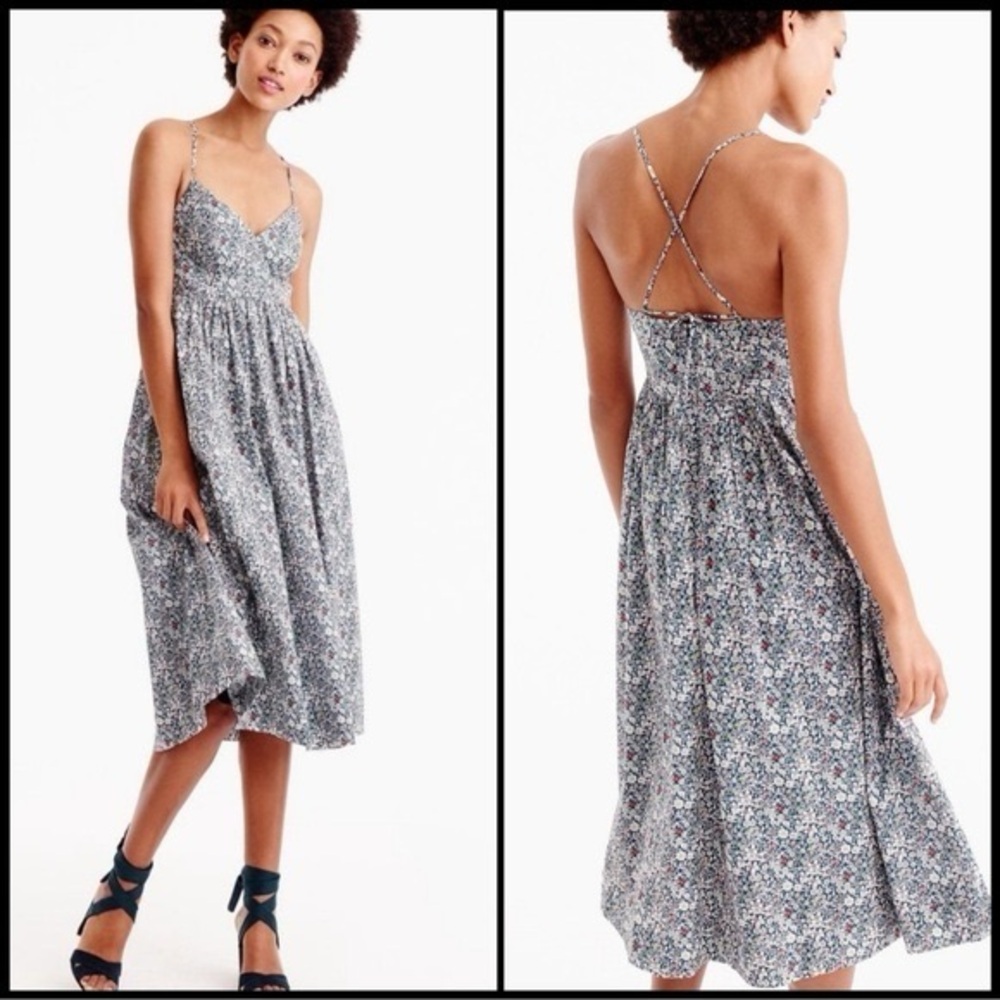 Liberty of London Navy and White Floral Midi Dress